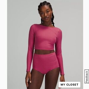 Lululemon Ribbed Pink Swim Set, Size Large-XL NWT